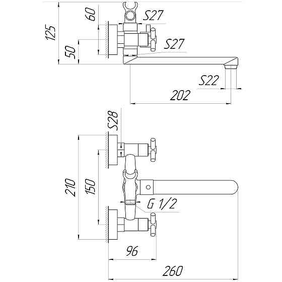 Змішувач для ванни Globus Lux DUKAT SD4-102N (000024960) Київ