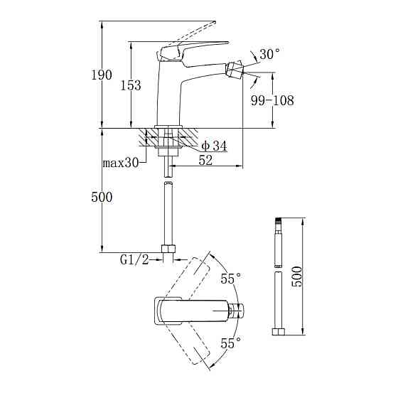 Змішувач для біде Qtap Tern QTTER255CRM47589 Chrome Київ