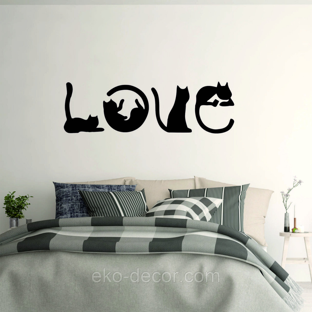 Декоративное настенное Панно «Коты - Love» Декор на стену 110*360 см, Черный Киев - изображение 5