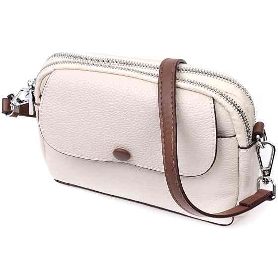 Маленькая повседневная сумка для женщин из натуральной кожи Vintage 22323 Белая Киев