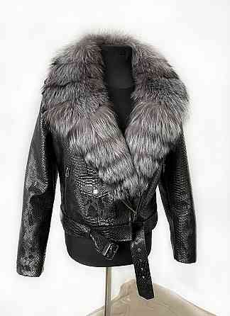 Куртка косуха женская с натуральным мехом чернобурки р 42 Харьков