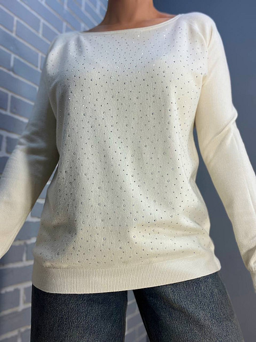 Джемпер жіночий ACCORDDREAM 9067 тонкий светр розсип камінців, молочний, one size Київ - фото 15
