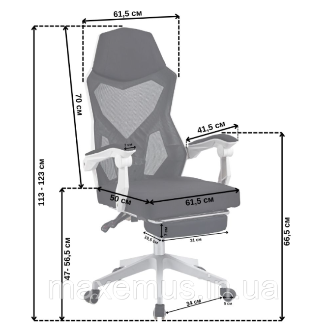 Геймерское кресло Bonro B057черно-белое с подставкой для ног компьютерное игровое кресло из ткани для ПК Мостиска - изображение 17