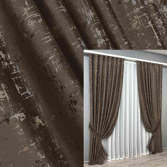 Комплект готових штор VR-Textil Оксамит (бархат) Mirage № 2034ш Шоколадний 150х275 см 2 шт (33-1075) Київ