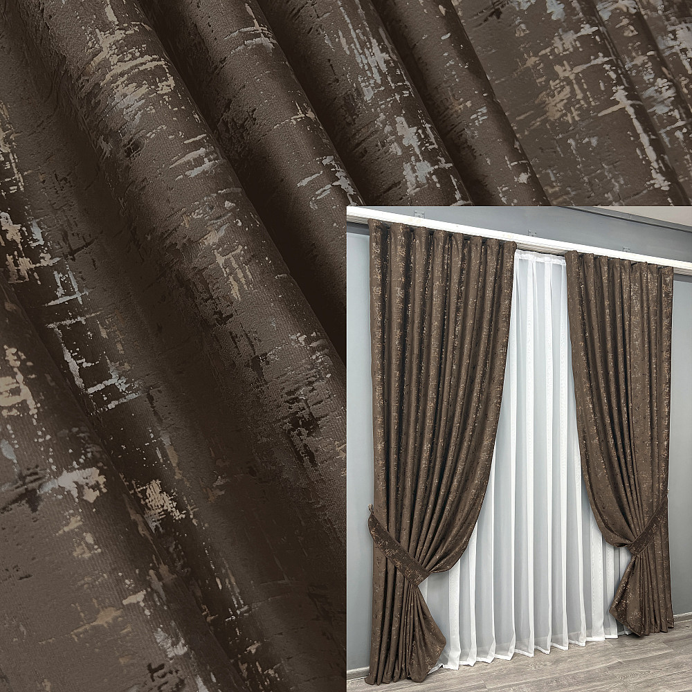 Комплект готових штор VR-Textil Оксамит (бархат) Mirage № 2034ш Шоколадний 150х275 см 2 шт (33-1075) Київ - фото 1