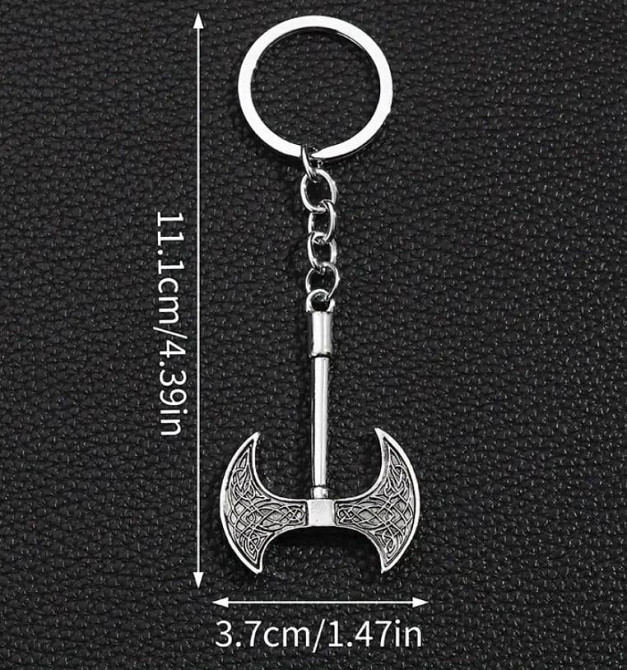 Брелок для чоловіків у формі сокири з подвійним лезом | Металевий, 11 см Київ - фото 3