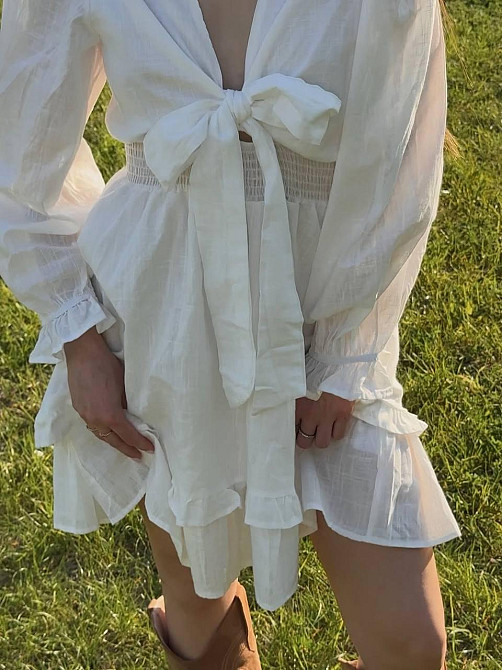 Женское легкое романтичное мини платье из льна Одесса - изображение 4