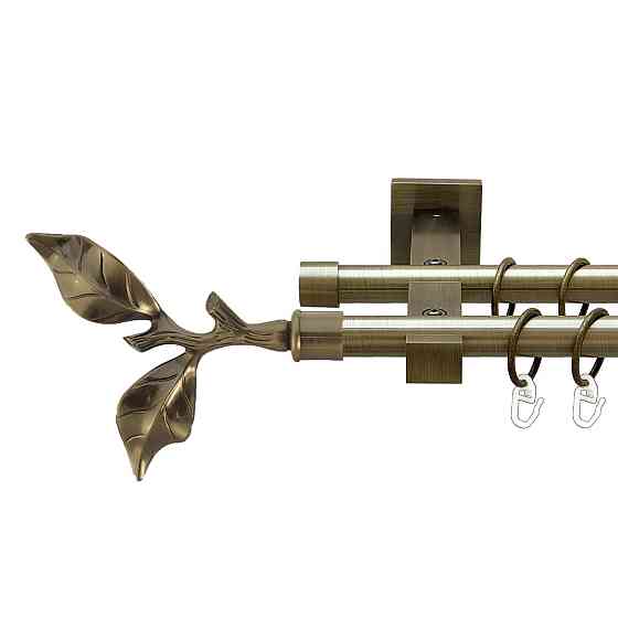 Карниз Orvit Листок Троянди металевий дворядний техно гладка труба кільце металеве Антик 19\19 мм 160 см (00-00026914) Львів