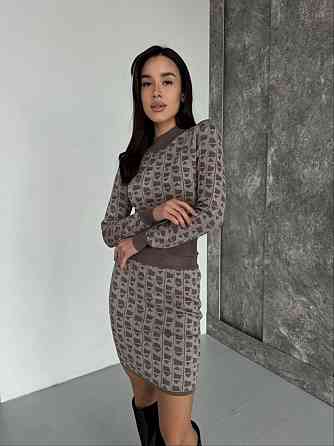 Жіночий базовий теплий костюм-двійка: кофта та спідниця кашемір Сірий Одеса