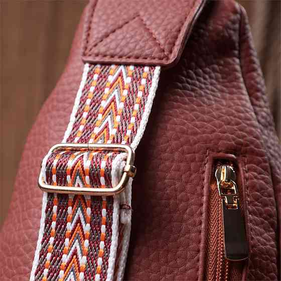 Стильна жіноча сумка з однією лямкою через плече з великозернистої екошкіри Vintage 22762 Бордовий Київ