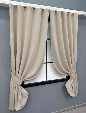 Комплект коротких штор VR-Textil Блэкаут двусторонний Eclipsе № 1789ш Бежевый 130х170 см 2 шт (35-0390) Киев