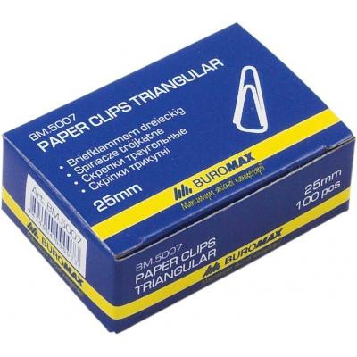Скрепки канцелярские Buromax 25мм, nickel-plated, triangular, 100шт (BM.5007) Винница - изображение 1