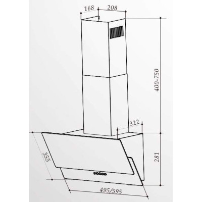 Вытяжка кухонная Interline GOLF BK A/60/PB/GL/T Винница - изображение 7
