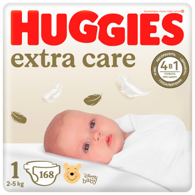 Підгузки Huggies Extra Care Розмір 1 (2-5 кг) M-Pack 168 шт (5029054234747/5029053549620) Вінниця - фото 1
