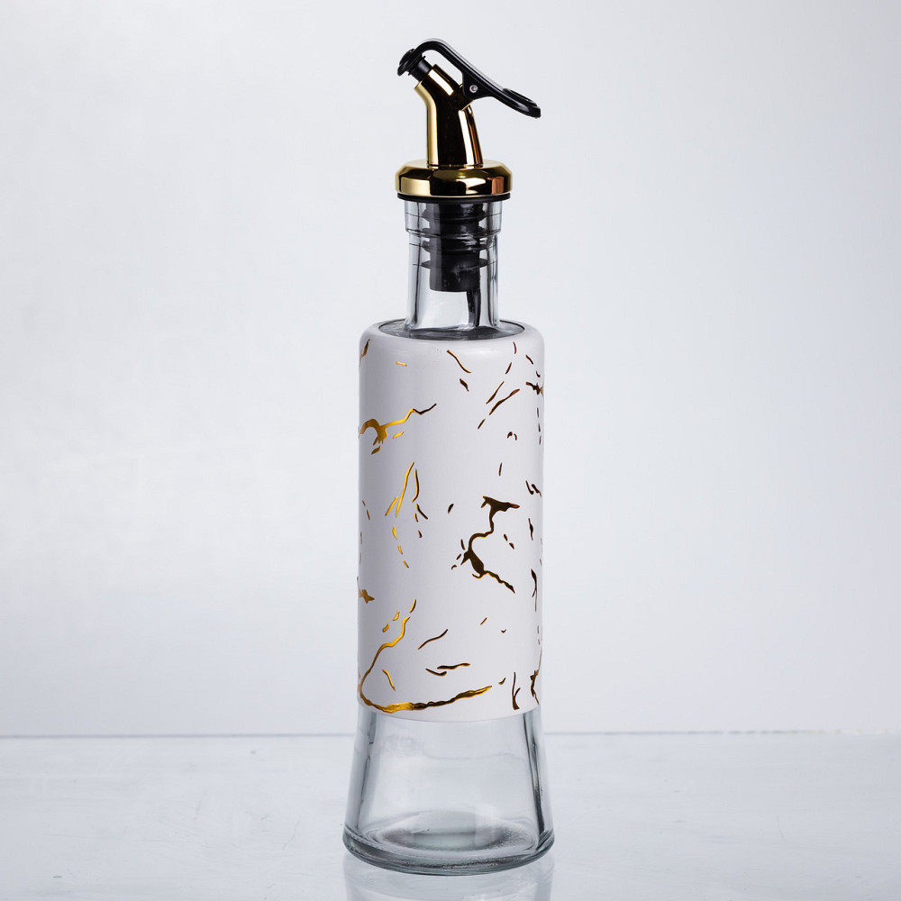 Бутилка для олії з дозатором 300 мл, білий мармур Київ - фото 1