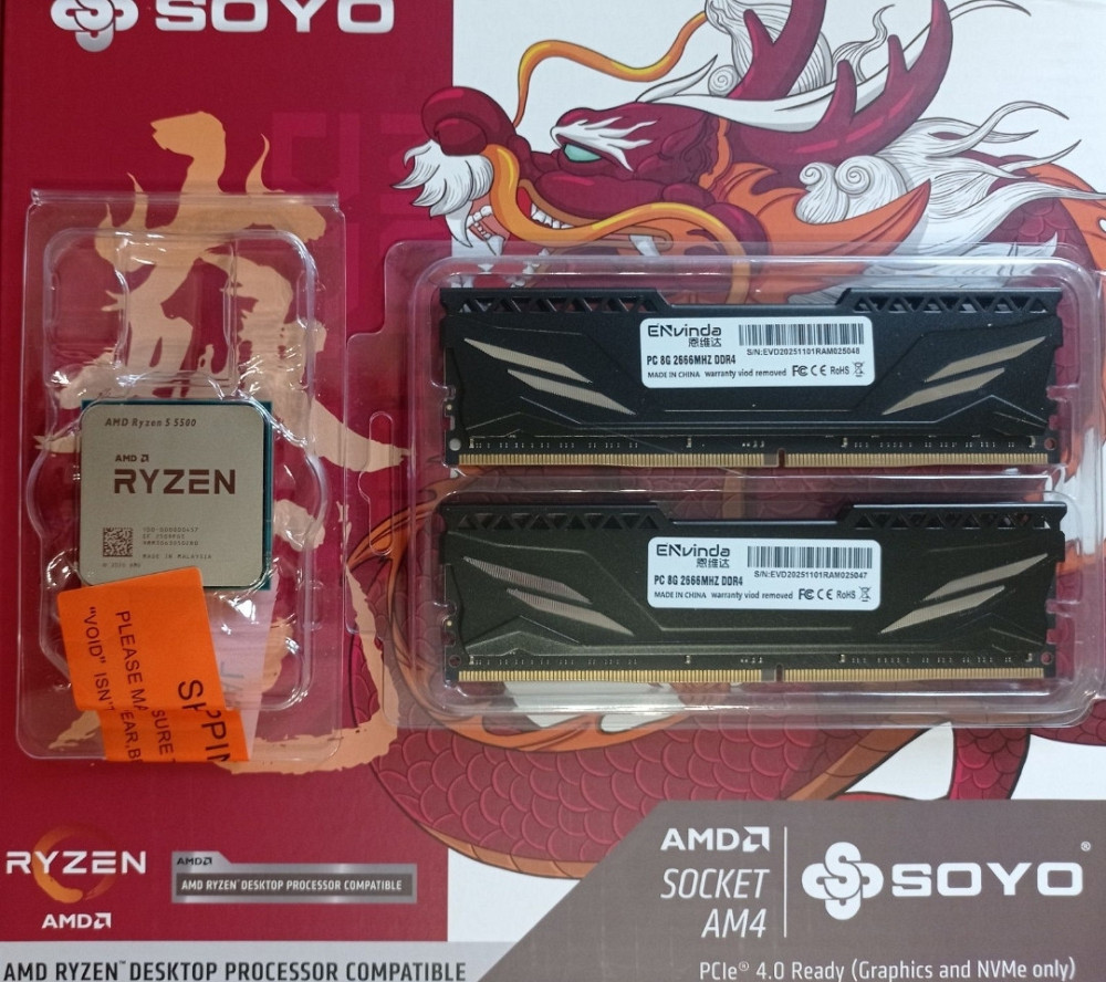 Ігровий комплект SOYO B450 PRO + Ryzen 3600 / 5500 + dd94 16 gb (2 × 8) Київ - фото 3