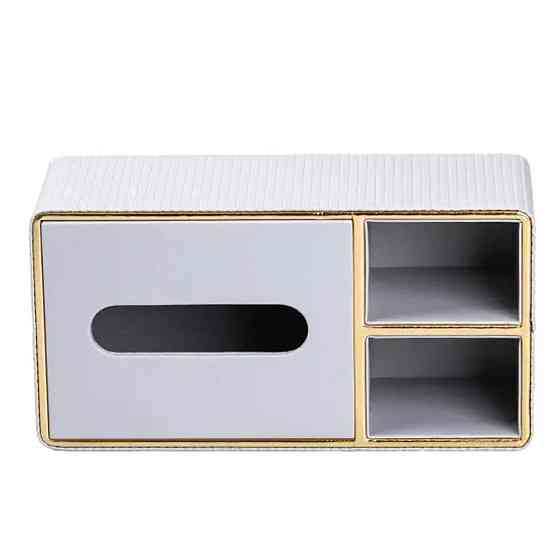 Салфетница-органайзер из эко-кожи 3 отделения 27*14*10 см Белый HP9128 Киев