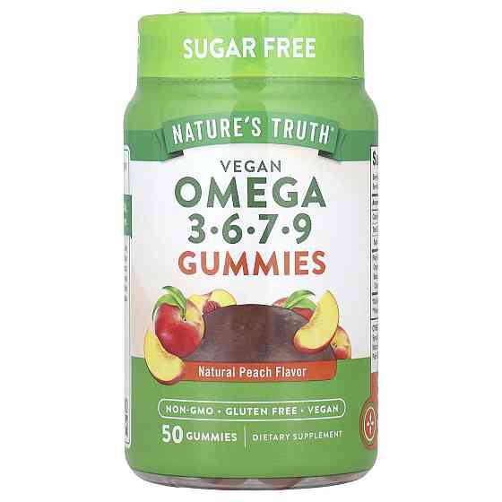 Омега 3-6-7-9 для веганів Nature's TruthVegan Omega 3-6-7-9 Gummies 50 жувальних цукерок персик Київ