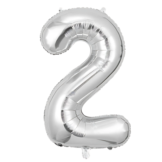 Повітряна куля у вигляді цифри 2 срібло, 40 дюймів, фольгована, для свят для дня народження, ювілеїв, річниць Кам'янець-Подільський