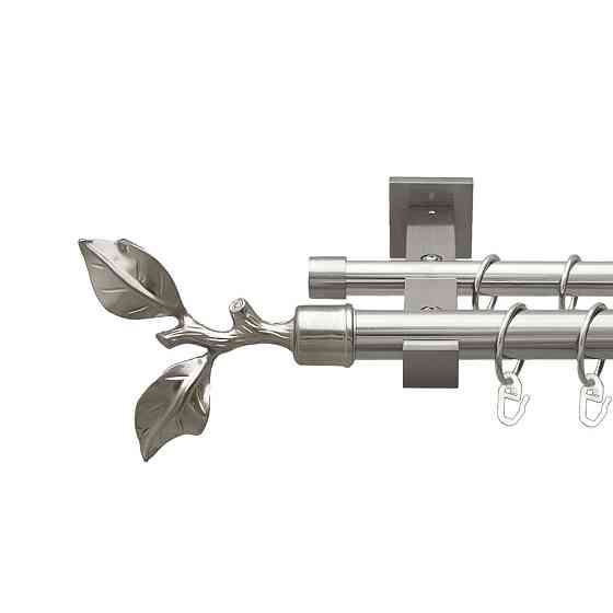 Карниз Orvit Листок Троянди металевий дворядний техно гладка труба кільце металеве Нержавіюча Сталь 25\19 мм 160 см (00-00026553) Львів