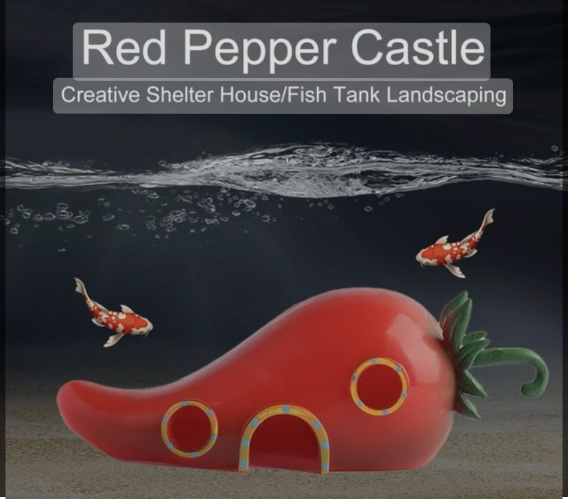 Декор для акваріума Будинок Перець акваріумний пейзаж 19 на 7 на 6 см пластик червоний Київ - фото 1