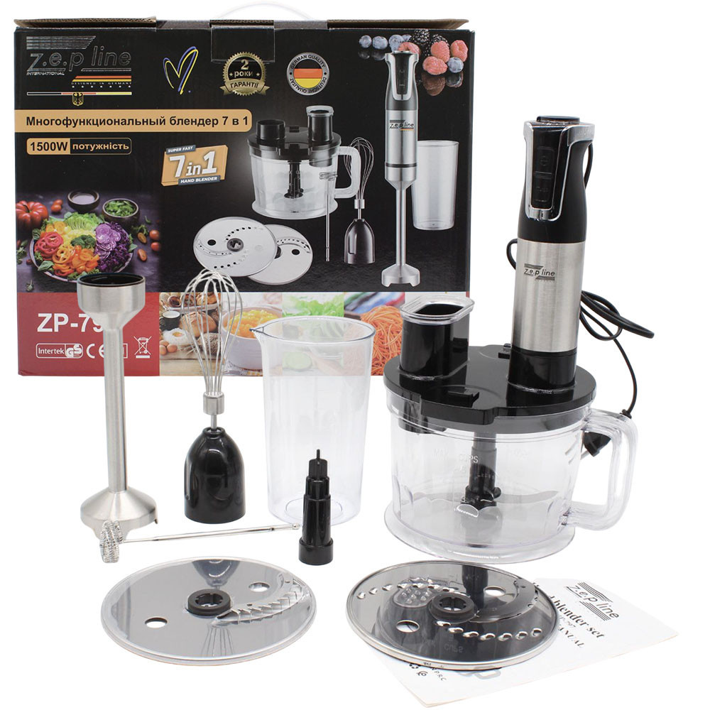 Кухонный блендер с насадками 7в1, 20 скоростей, 1500Вт, ZP-797 / Комбайн блендер / Многофункциональный блендер Киев - изображение 10