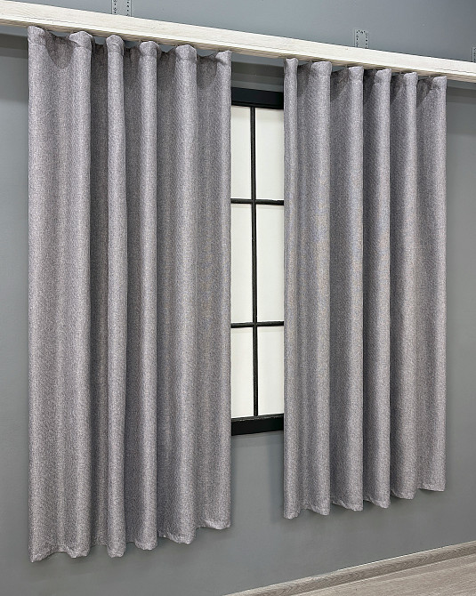 Комплект коротких штор VR-Textil Лен ELEMENTA № 1866ш Светло-серый 140х170см 2 шт (35-0464) Киев - изображение 3