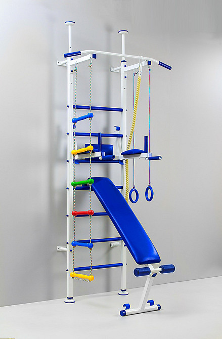 Детская шведская стенка с креплением к стене металлическая в квартиру с турником для детей спортивный комплекс Каменское - изображение 2