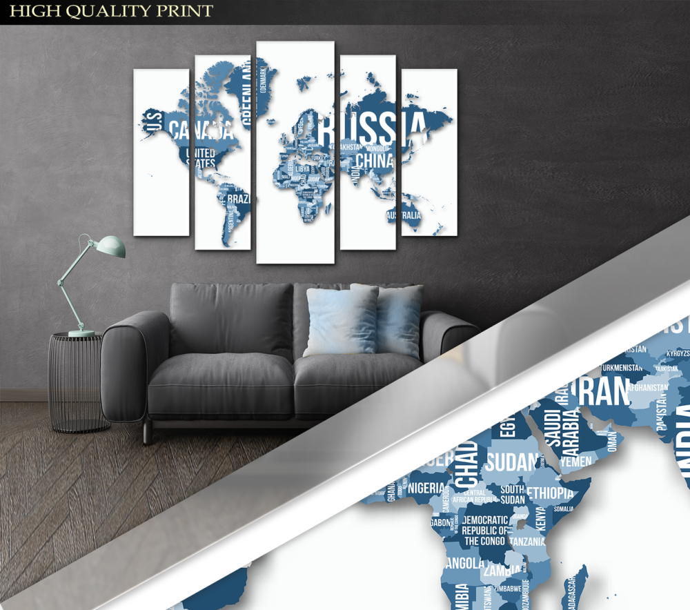 Модульна картина Карта світу Art-325_5 ( 80х118см ) Київ - фото 3