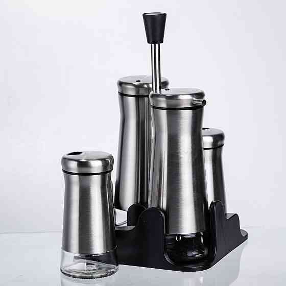 Yiwu Набір баночок для спецій та рідких текстур 4 предмети на підставці, сталь HP-1346 Коломия