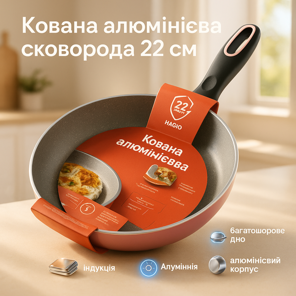 Хорошая антипригарная сковорода Magio MG-1176 22 см, Алюминиевая сковорода с мраморным покрытием HQ-58 Львов - изображение 17
