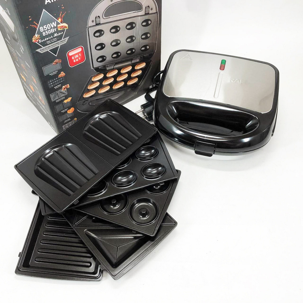 Бутербродниця електрогриль RAF R.541 6 в 1 850 Вт, Домашня бутербродниця, Гриль контактний побутовий AD-55 Івано-Франківськ - фото 6