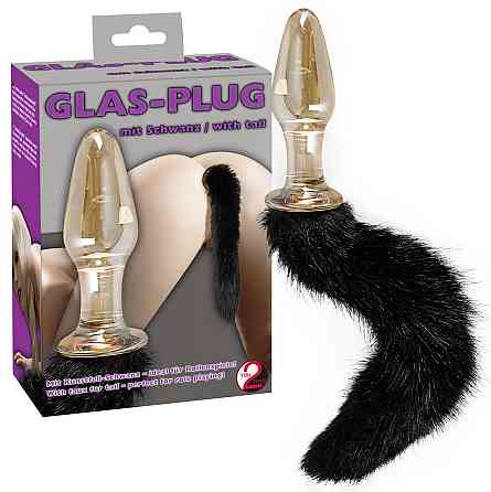 Скляна анальна пробка з хвостом Glas with tail Sex Aura Київ