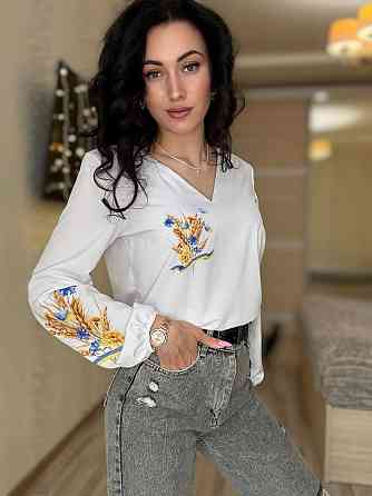 Жіноча святкова блуза з квітами турецький софт Білий 4, 42/44 Одеса