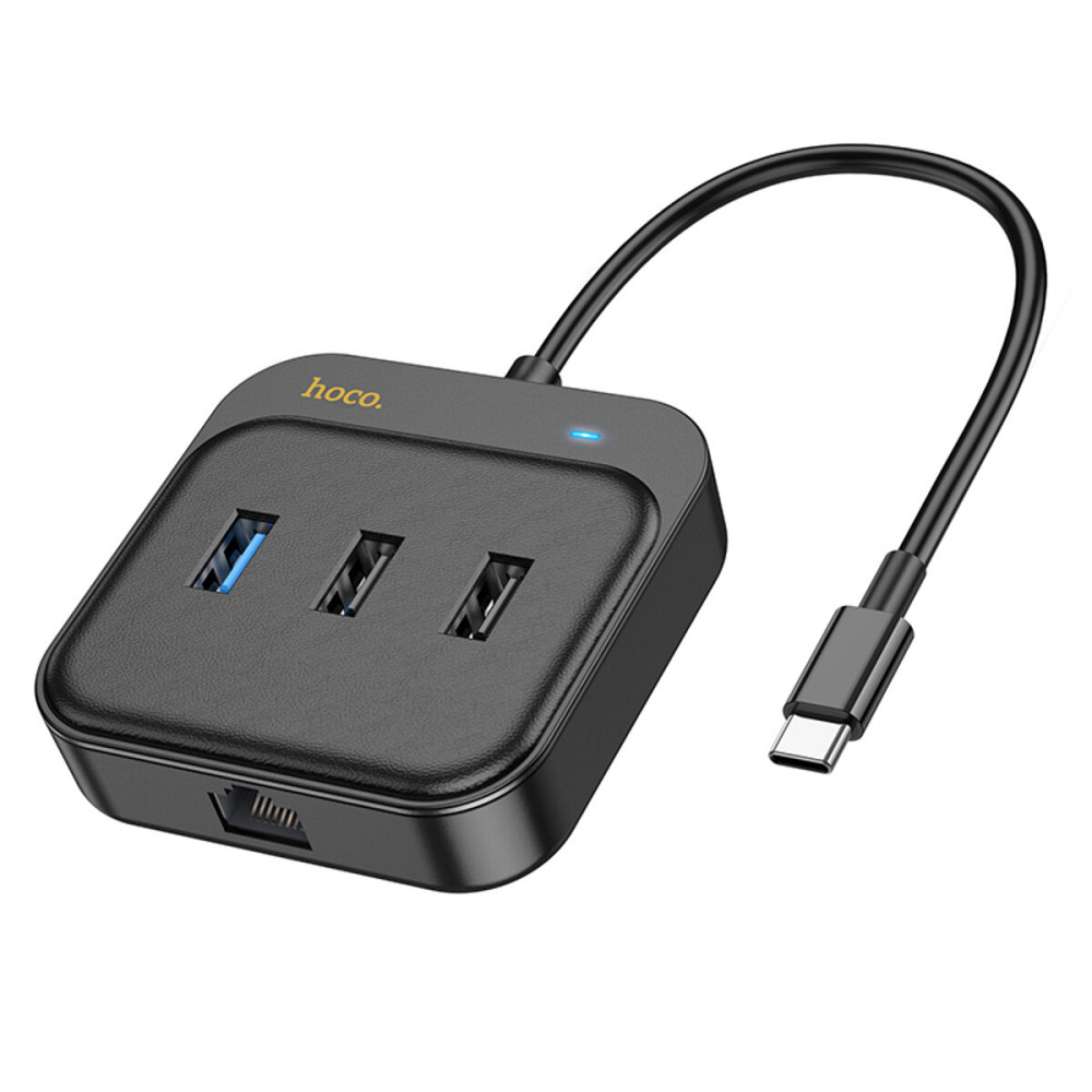 Хаб HOCO HB37 Easy link 6-in-1 Multiport Adapter(HDTV+RJ45+USB3.0+USB2.0*2+PD100W) Black (6931474799029 ) Киев - изображение 4