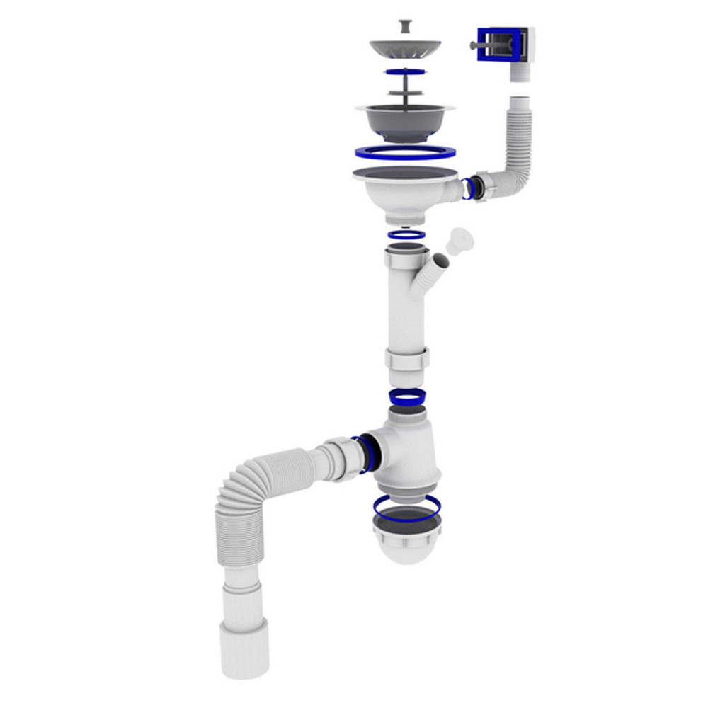 Сифон OPTIMUM 31/2| *40 для миття з отв.для прання.маш, з прямокут. переливом і гофр 40х40/50 OPTI 27343 Київ - фото 3