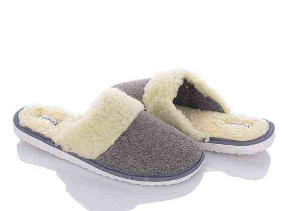 Тапочки чоловічі закриті з теплою устілкою з овчини PaGo "Вовк" сірі 45 Одеса