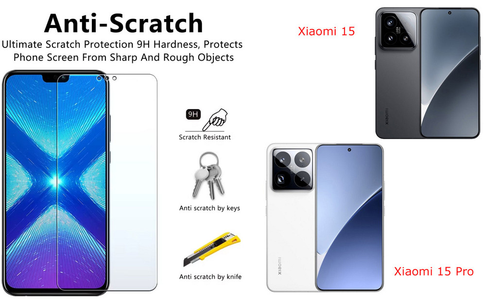 Захисне скло NeoGlass для Xiaomi 15, Xiaomi 15 Pro – надпрозоре та стійке Київ - фото 1