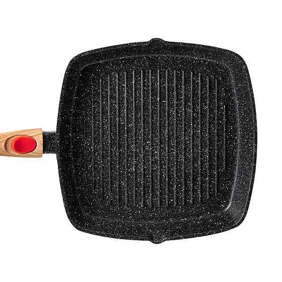 MGC Алюмінієва сковорода-гриль 28 см зі скляною кришкою, квадратна, чорна MGC HP-4-462B Коломыя