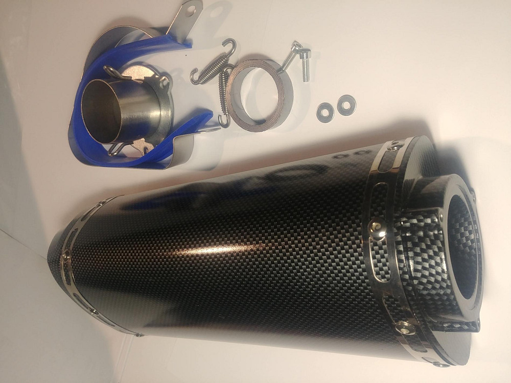 Глушник (тюнінг) 400*130mm (нержавіюча сталь, овал, чорний, прямоток) (mod.2) 118 Киев - изображение 1