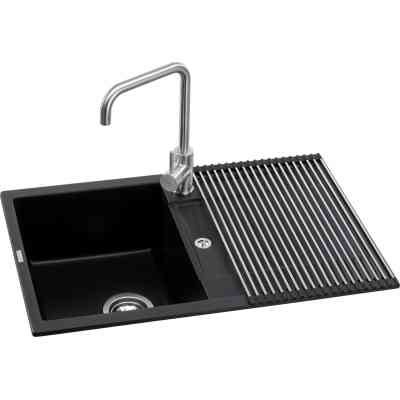 Мийка кухонна GRANADO комплект VALENCIA black shine_чаша ліворуч (ksg0701L) Вінниця