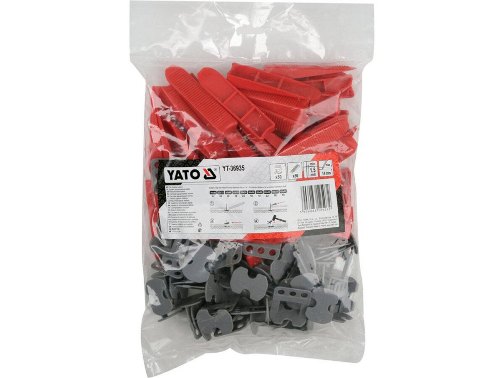 Клипсы и клинья СВП для выкладки плитки YATO к шву- 1,5 мм, плитка t≤ 14 мм. 50+50 шт. [15] Одесса - изображение 1