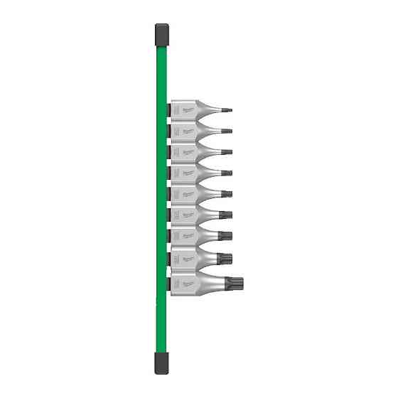 Набір головок торцевих хромованих 1/2'' MILWAUKEE, з бітою Torx (Т20-Т60) на планці, (9шт) Одеса