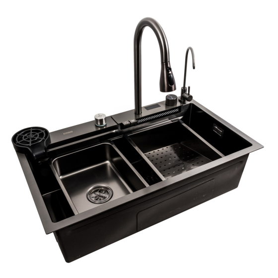 PLATINUM Кухонна мийка 75*45G чорна Platinum Handmade "Водоспад" Киев