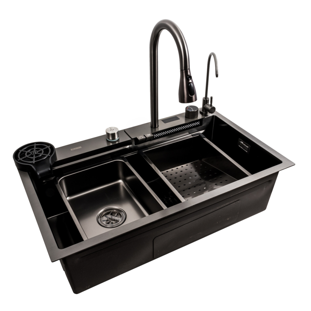 PLATINUM Кухонна мийка 75*45G чорна Platinum Handmade "Водоспад" Киев - изображение 4