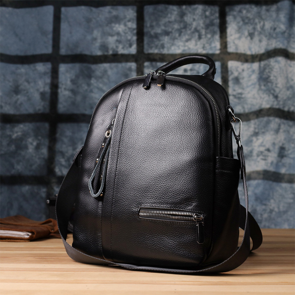 Жіночий рюкзак з натуральної шкіри Vintage 23055 Чорний Київ - фото 9