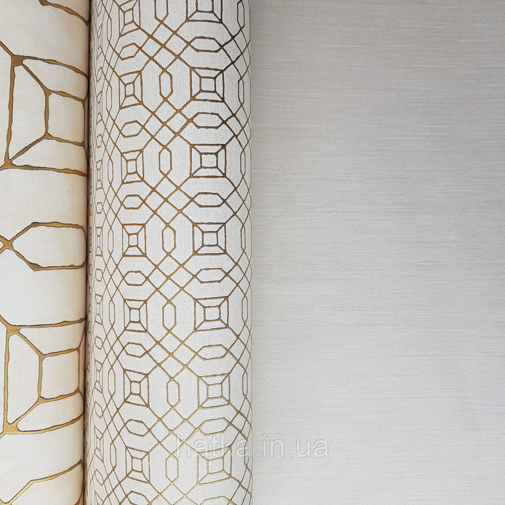 Шпалери флізелінові еко Galerie Metallic FX 0,53Х10 англія горизонтальні смужки розмиті білі золотисті Київ - фото 3