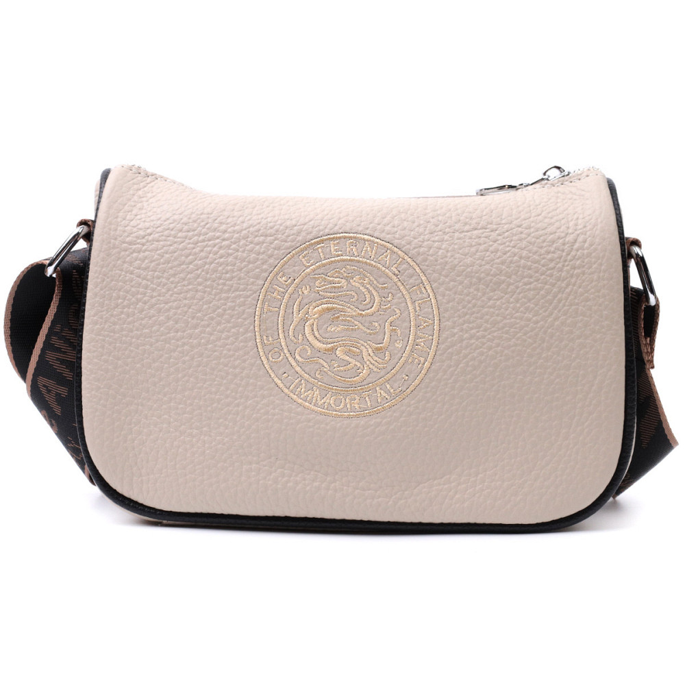 Жіноча сумка з вишивкою на лицьовій стороні з натуральної шкіри Vintage 22625 Бежева Київ - фото 6