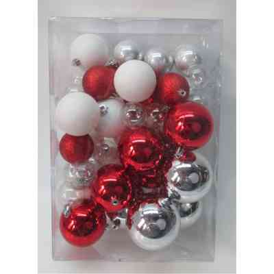 Ялинкова іграшка Novogod`ko набір куль №2, 39 шт, червоний/білий (974439) Вінниця
