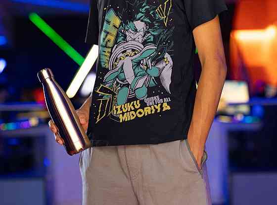 Футболка для хлопчика з аніме принтом Моя геройська академія оверсайз (зріст від 165 до 180) Чорний AnimeJ0880m Дніпро